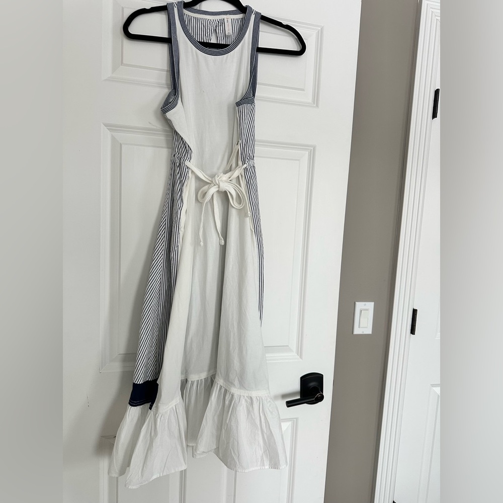 Anthropologie White and Blue Striped Dress